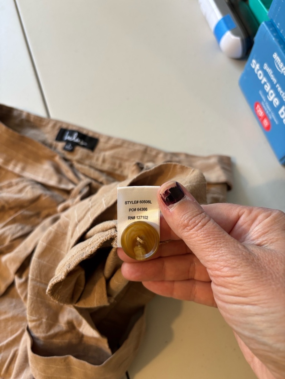 Lulus Paperbag High Waist Shorts Brown Size Large PinStripe Tie Belt Lightweight - Picture 7 of 10